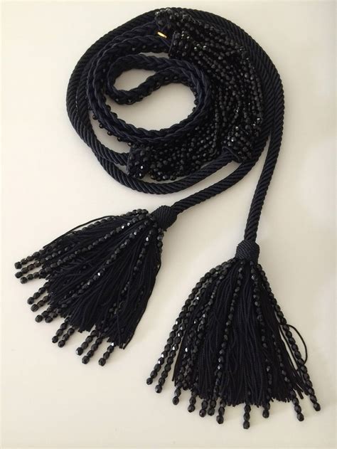 Yves Saint Laurent YSL Black Beaded Rope and 